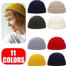 Cuff Beanie Knit Hat Cap Slouchy Skull Ski Men Women Plain Winter Warm Hats