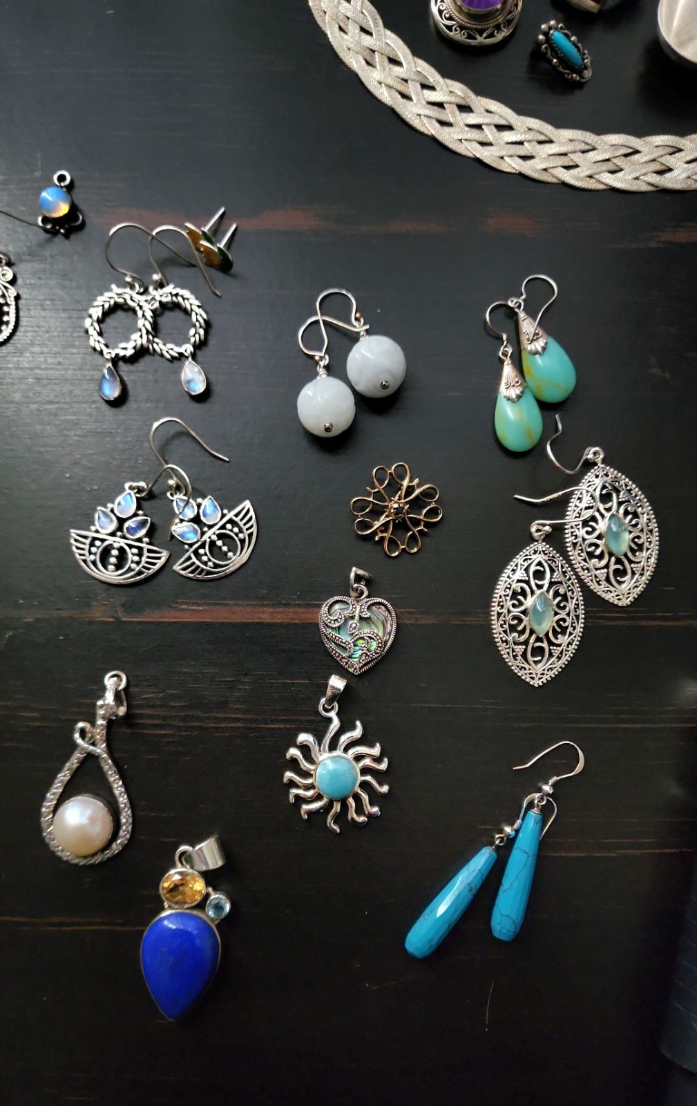 Sterling Silver Jewelry Lot 317.5g Vintage Mexico TAXCO Gemstones Wholesale Bulk