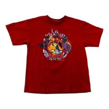 Vintage Yu-Gi-Oh Graphic Tee Yami Dark Magician Red Eyes Original Red Medium