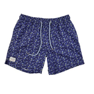 A Fish Named Fred Swim Shorts Blue Pineapple Palm Trees AOP Mens M Mesh Lined