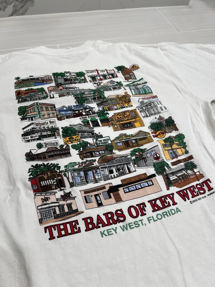 Vintage 2000 The Bars Of Key West Florida Art Destination Tee Size XL - Image 2 of 4