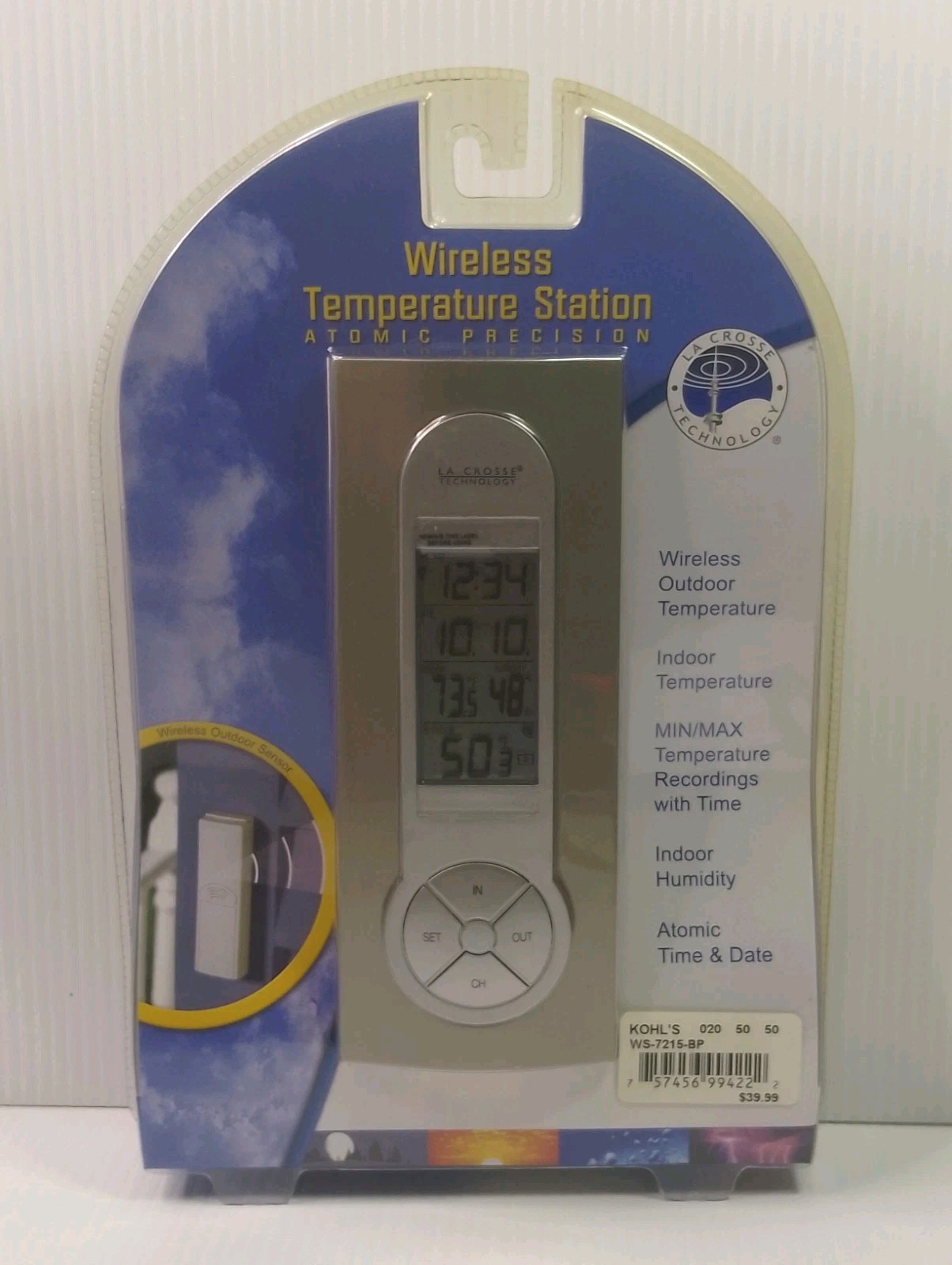La Crosse Wireless Digital Thermometer Indoor Outdoor Min & Max Clock NEW Sealed