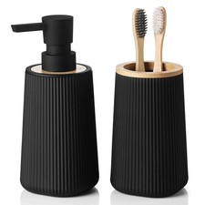 YAUKPH Bathroom Accessories Set 2 Piece Soap Dispenser and Toothbrush Holder ...