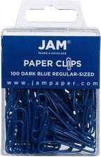 JAM PAPER Colorful Standard Paper Clips - Regular 1 Inch - Dark Blue Paperclips