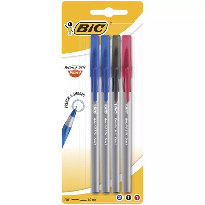 3086123408074 Długopis BIC Round Stic Exact  AST blister 4szt BIC