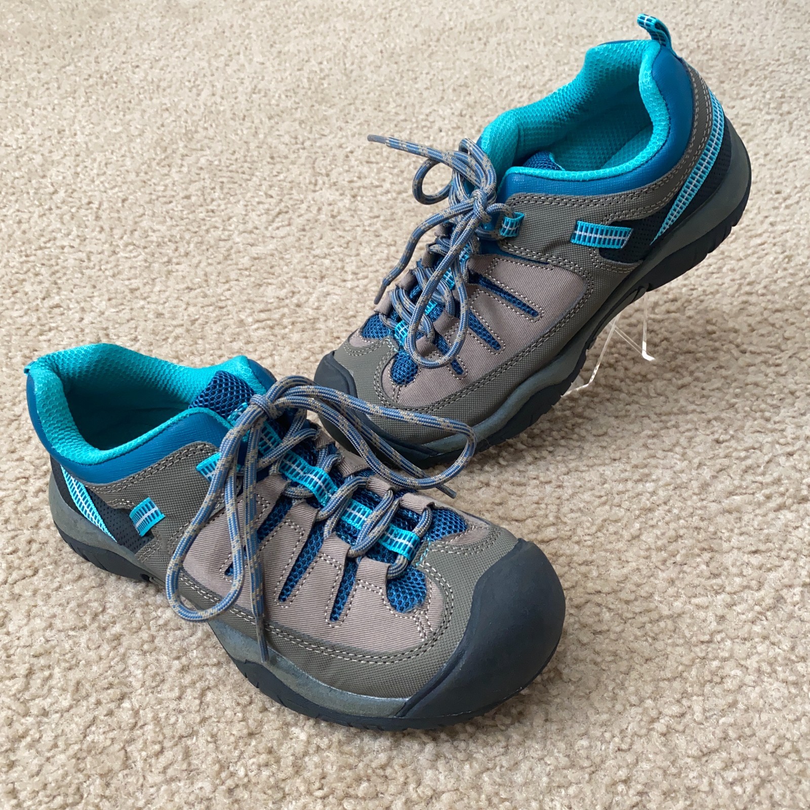 Shoes Size 7 Blue Gray Black Lace Up Euc #178600