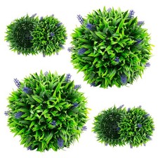 Goplus 12 Inch Artificial Lavender Topiary Balls Set Of 2 Outdoor Faux Greenery