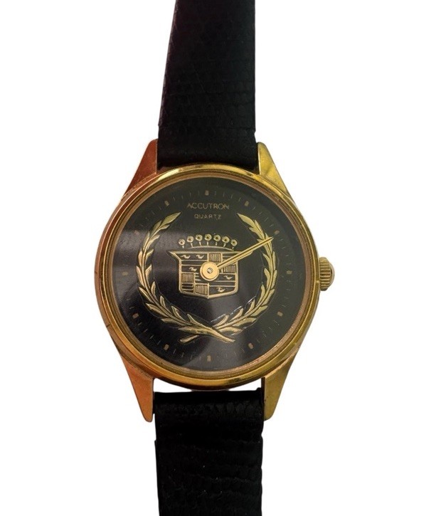 Vintage Accutron Quartz Watch Cadillac Dial Gold Tone Black  display picture 1