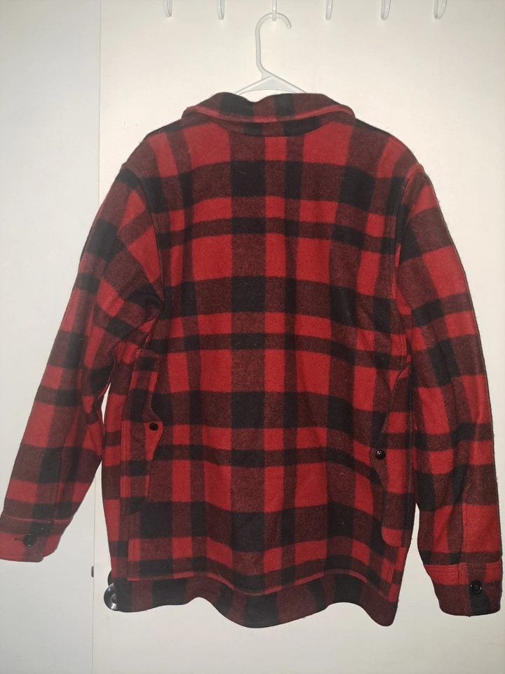 Vintage Filson Mackinaw Cruiser Jacket #110 Red/Black Plaid SIZE 44 - Image 2 of 4