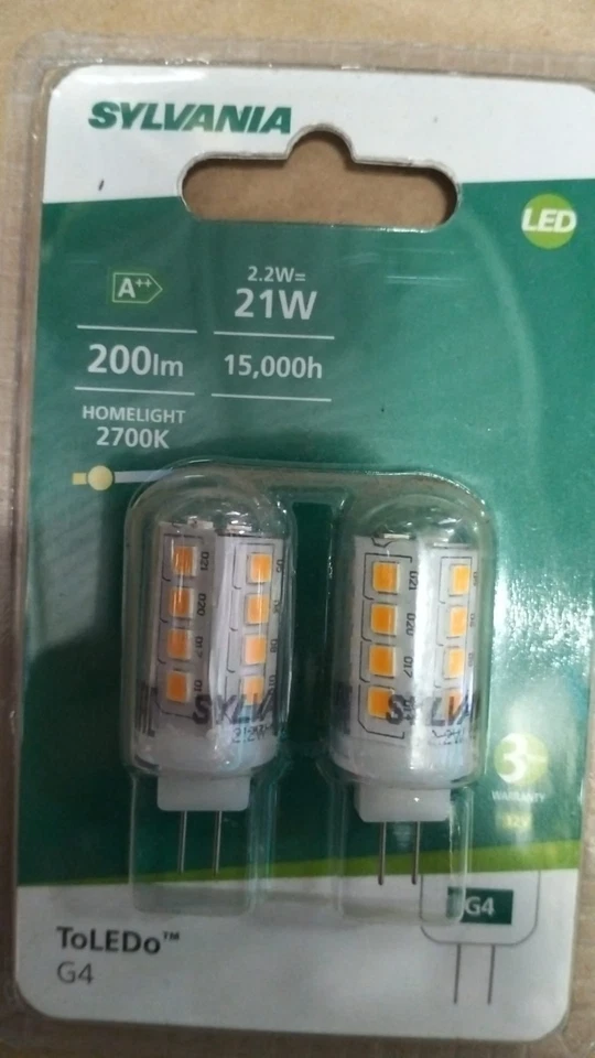 2 x SYLVANIA TOLEDO LED Capsule light bulb, G4 fitting, Warm White (2700K) new - Image 3 of 4
