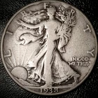 1938 D Walking Liberty Half Dollar - Fine - 90% Silver 50C