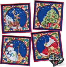 Jim Shore Christmas Scenes 2014 - Set of 4 Mill Hill Beaded Kits: Santa, Reinde