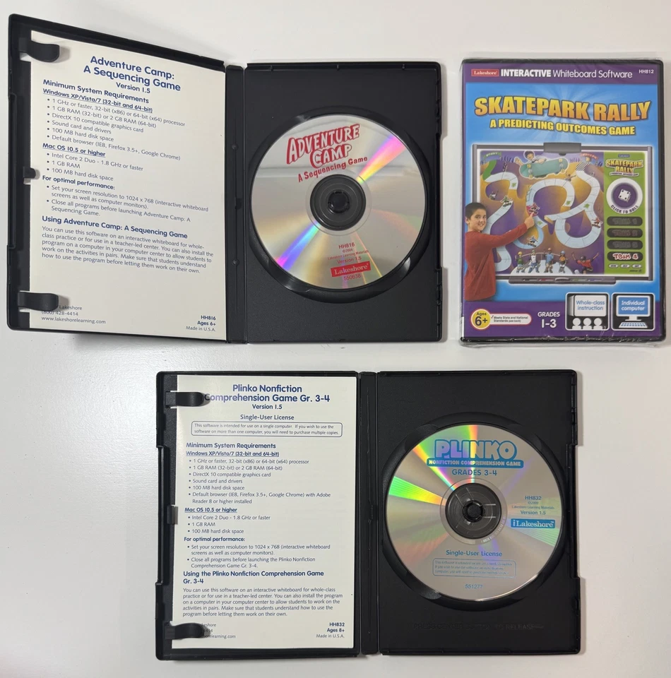 Lakeshore Interactive Whiteboard Lot Of 3 Computer CD Grade 1-4 Home School Game - Image 2 of 4