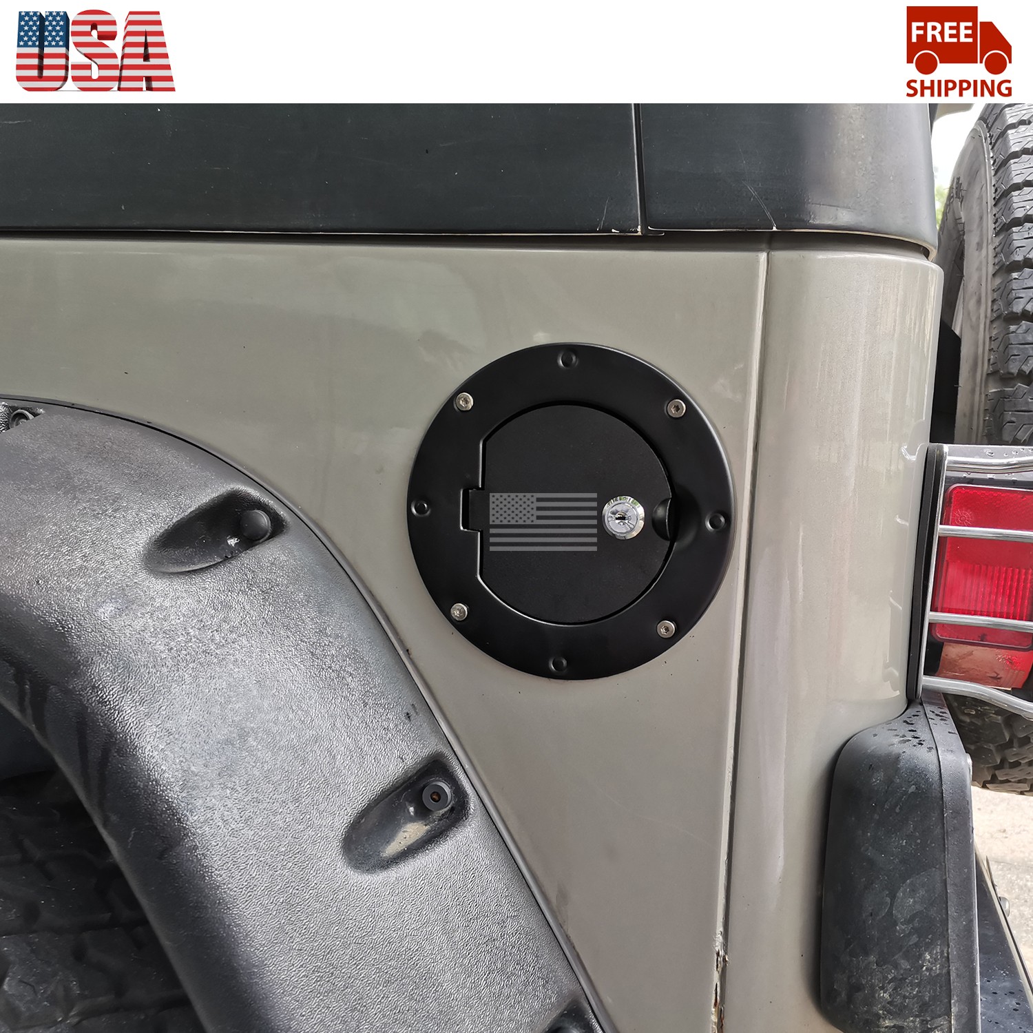 For Jeep Wrangler TJ 97-06 Black Accessories Door Fuel Filler Cover Gas Tank Cap