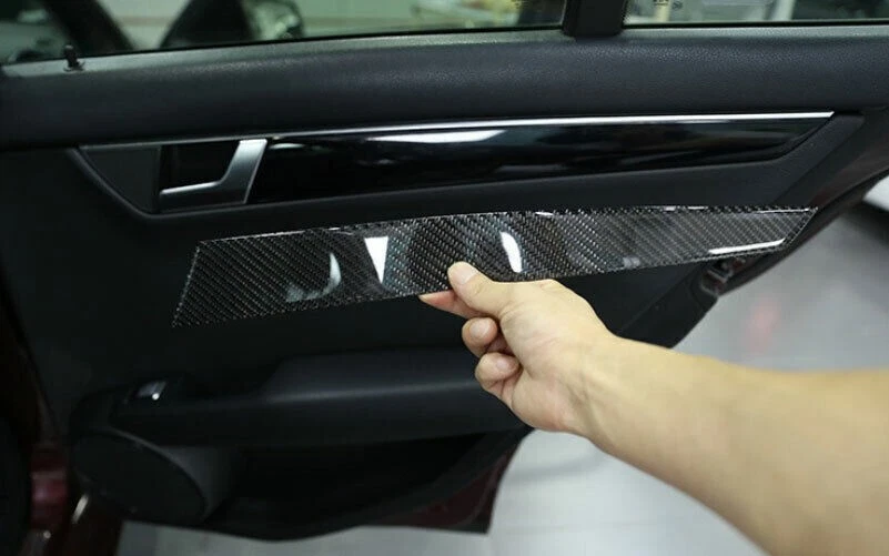 For Benz C-Class 2007-2014 Real Carbon Fiber Inner Door Strip Panel Decor Trim - Image 2 of 4