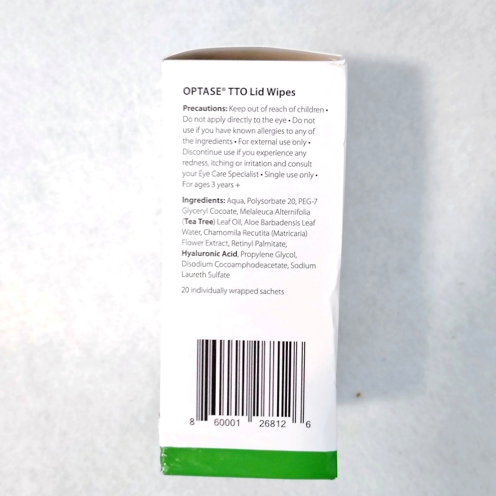 Optase TTO EyeLid Cleansing Wipes 20ct Tea Tree Oil Daily Hygiene NEW EXP 08/24