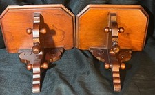 Vintage Pair of Two 2 Carved Wood Brackets Display Shelf Shelves Set Wooden