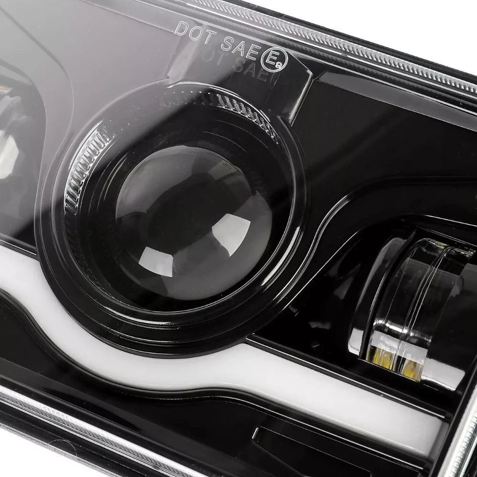 4PCS Black 4x6" LED Headlights DRL Hi Lo Sealed fits GMC T6500 T7500 1997-2009 A - Image 2 of 4