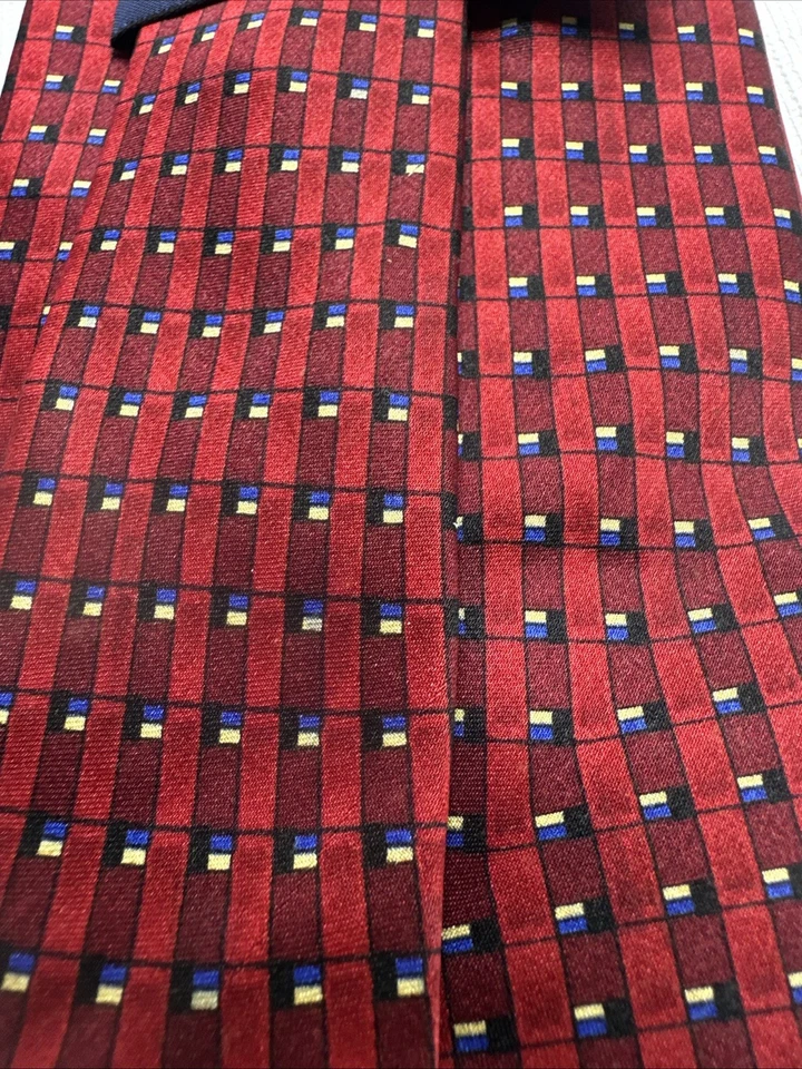 EUC UMO Lorenzo Woven Geometric Silk Tie Necktie Hand Made #21D - Image 3 of 4