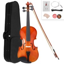 1/8 Acoustic Solid Wood Violin with Case Bow Rosin Strings Shoulder Rest Natural