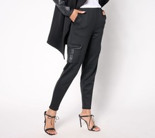 Studio Park Women's Pants Sz M Mixed Media Travel Pant Black A658292