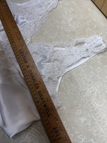 VTG etienne M White Lingerie Nightgown W/ Pearls And Lace