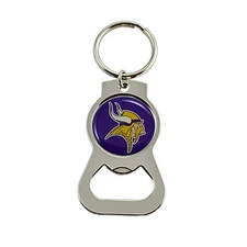 Minnesota Vikings Premium Solid Metal Bottle Opener Keychain, Silver Key...