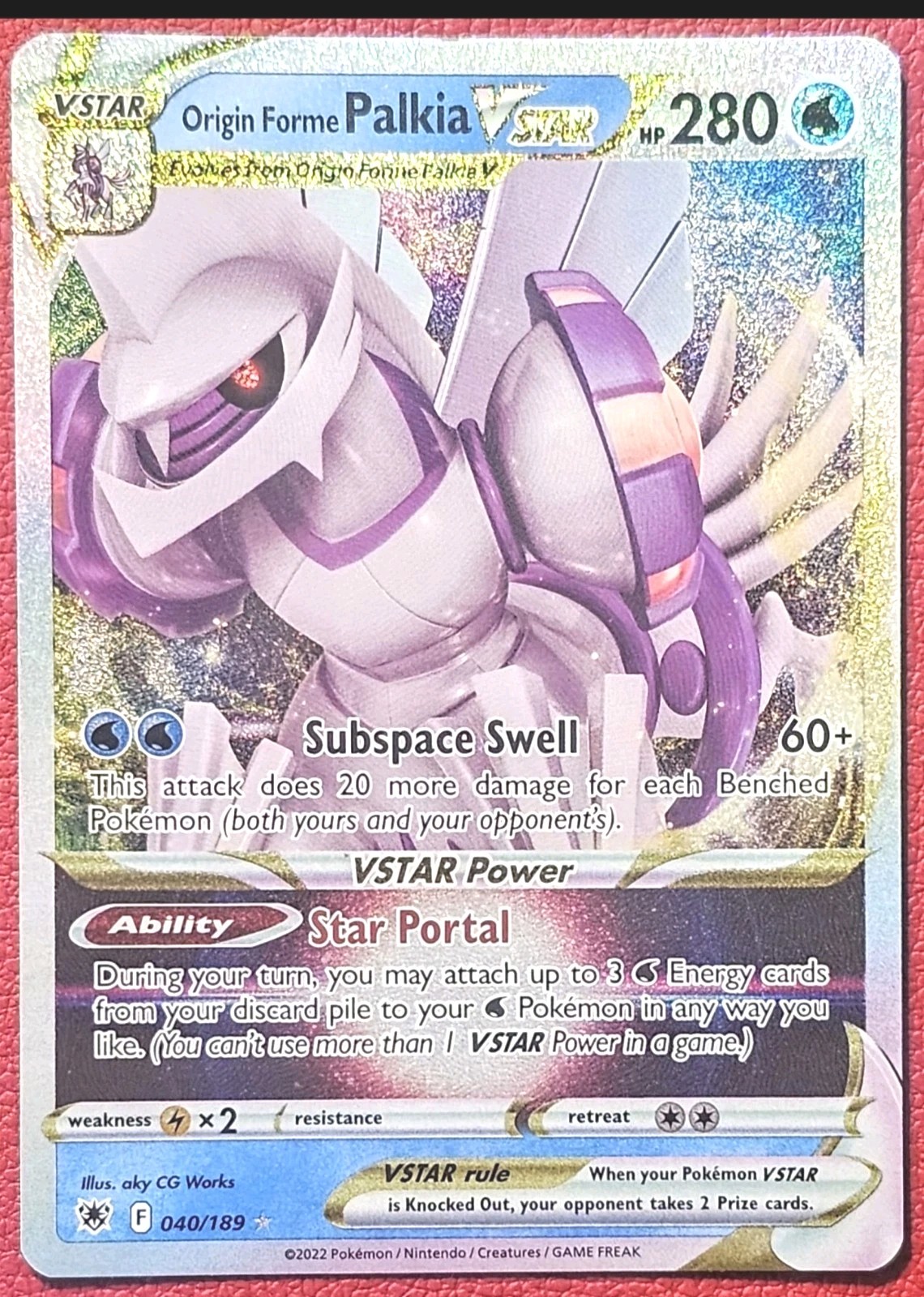 Origin Forme Palkia VSTAR 040/189 Pokémon TCG Astral Radiance Holo Ultra Rare