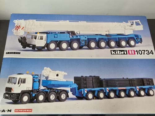 Kit de transporte pesado Kibri 10734 escala HO Liebherr grúa móvil y MAN Scheuerle | Zustand: New