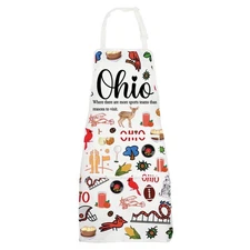 Ohio Map Kitchen Apron Ohio State Souvenirs BBQ Chef Gifts for Men Women