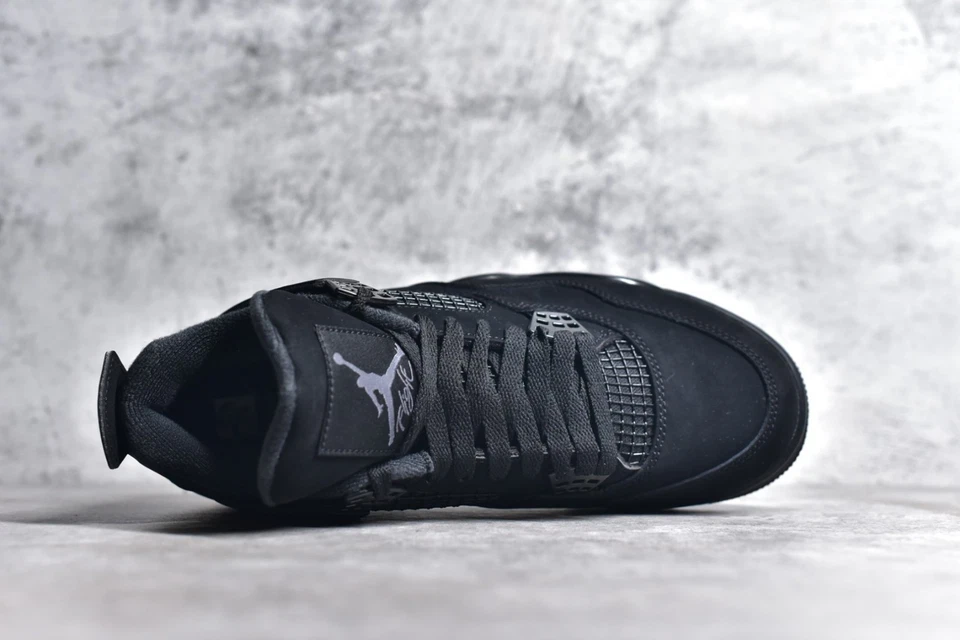 Nike Air Jordan 4 мужчин черный кот замши ретро баскетбольные кроссовки - Изображение 3 из 4