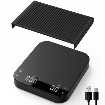 Digitale Kaffeewaage mit Timer 3kg, präzise 0,1g, wiederaufladbar, HD LCD