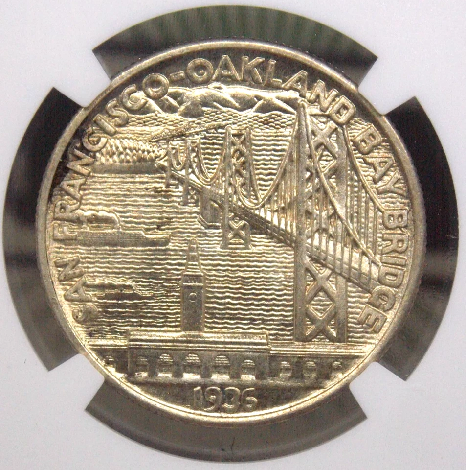 1936 "S" Commemorative *BAY BRIDGE* Half Dollar 50c NGC MS66 #003 Gem BU ECC&C - Image 2 of 4