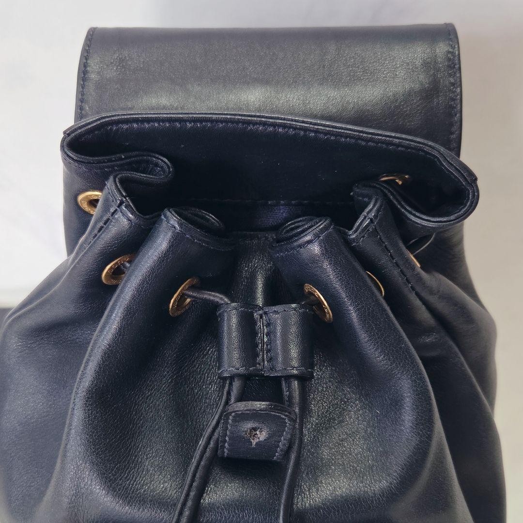 Authentic GUCCI Bamboo Mini Backpack Dark Navy Le… - image 15