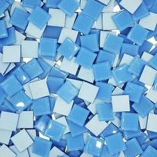 1LB Large Size Light Blue Mosaic Tiles for Crafts Bulk, 1Inch 12 Colors Optio...