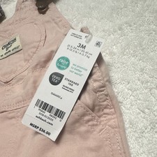 OshKosh B'gosh 3-Piece Overall Set Pink Headband Plaid Shoes 3M