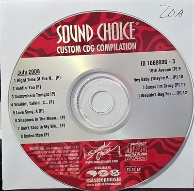 20A                 CUSTOM  SOUND CHOICE   KARAOKE CDG LOT LONG DRIVE