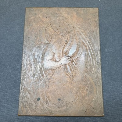 Beautiful Vintage Letterpress Ornate Women On Copper Plate 5 x7 !