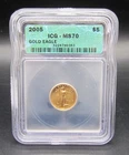 2005 $5 American Gold Eagle 1/10 Oz Gold MS70 ICG