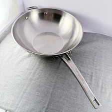 Calphalon Stainless Steel 12” Wok 155 Flat Bottom Cooking Pan 2 Handle