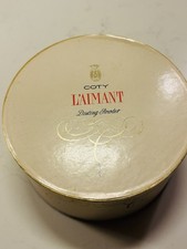 VTG COTY L'AIMANT DUSTING POWDER BOX PINK PUFF OPEN PARTILLY FULL NOT SEALED