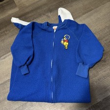 Vintage Winnie the Pooh Blue Fleece Footed Pajamas One-Piece Sleeper Size 6