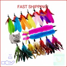 CATENEED Cat Feather Toys Refill, 16 Pieces Cat Wand Replacement Feathers Toy fo