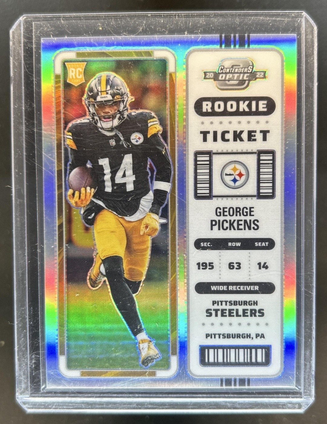2022 Panini Contenders Optic George Pickens RC Silver Rookie Ticket #73 Steelers