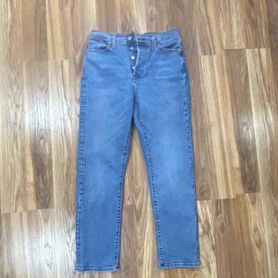 Levi's Wedgie Straight Water Less High Rise Blue Denim Jeans Button Fly Women
