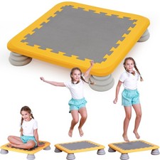 KreyNa 25 Inch Mini Trampoline Kids Sensory Bouncing Board Yellow