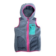 LL Bean Kids Youth Blue Sherpa Full Zip Hooded Vest Size 8 Girl Outdoor