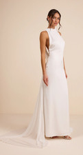 Lulus Perilla White Satin Mock Neck Column Maxi Dress