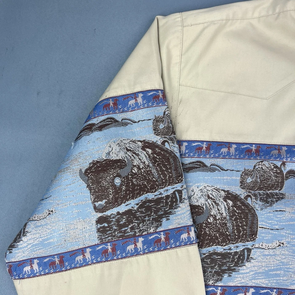 Camisa vintage con botones Buffalo Country Western Wear manga larga para hombre talla M Foto 3 de 4