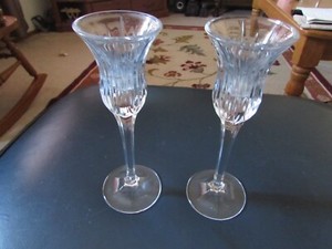 Mikasa Crystal Icicles Pattern Germany 8" Taper Candlestick Holders set of 2